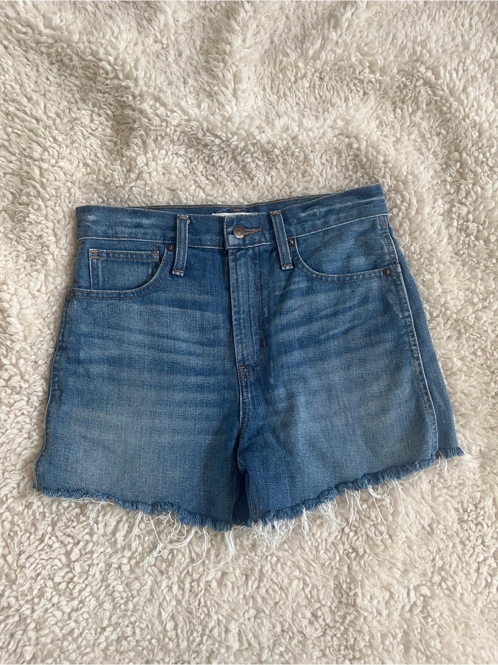 Madewell The Perfect Jean Denim Shorts with Frayed Hem Size 25
